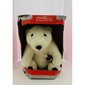 1993 Coca-Cola Polar Bear W/Cola Bottle plush toy in Original box Play By Play